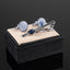 Copper Floral Glass Cufflinks and Silver Tone Tie Clip Set