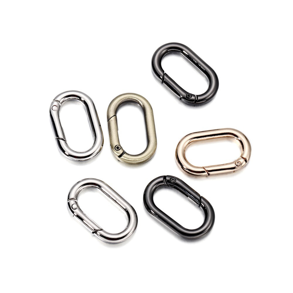 5 PCS Alloy Solid Color Oval Rectangle Spring Jump Rings for DIY Jewelry and Bag Accessories