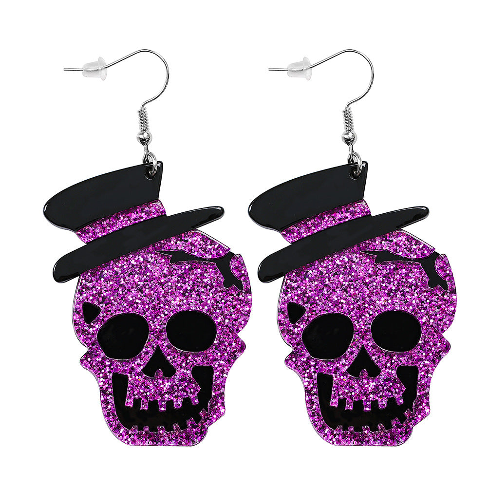 Ghost Spider Skeleton Bat Acrylic Halloween Earrings