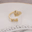 Simple Geometric Heart Copper Ring with 18k Gold and Silver Plating, Adjustable Rhinestone Design