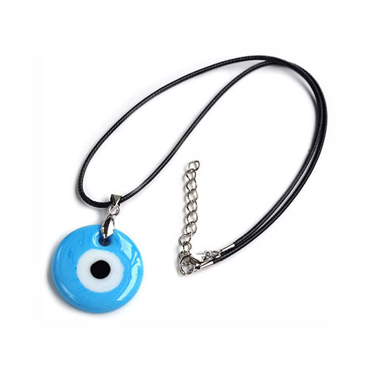 1 Piece Simple Style Devil'S Eye Leather Rope Chain Unisex Pendant Necklace