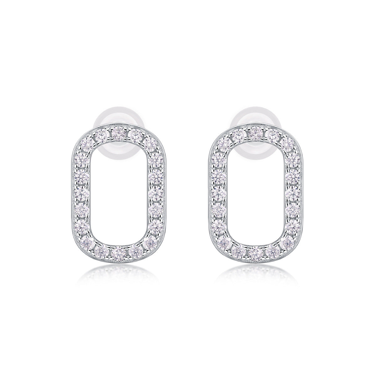 White Gold Plated Sterling Silver Moissanite Hoop Earrings