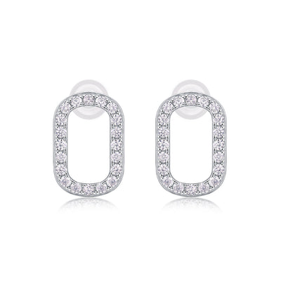 White Gold Plated Sterling Silver Moissanite Hoop Earrings