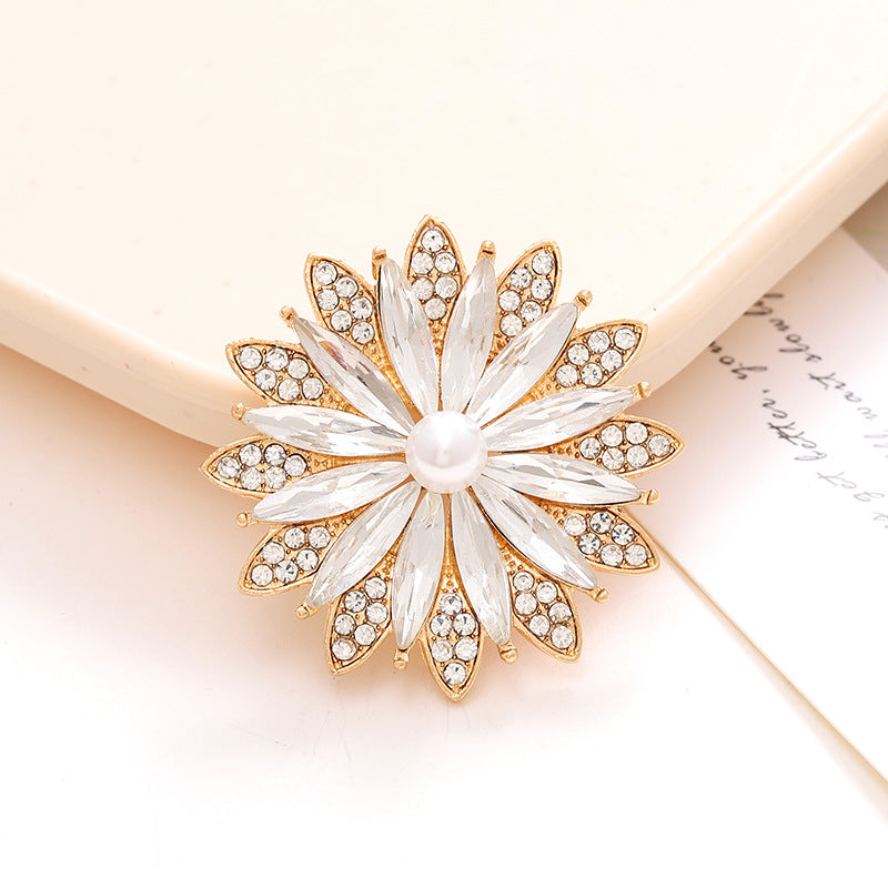 40mm Zinc Alloy Rhinestone Pearl Flower Car Vent Decoration Accessory