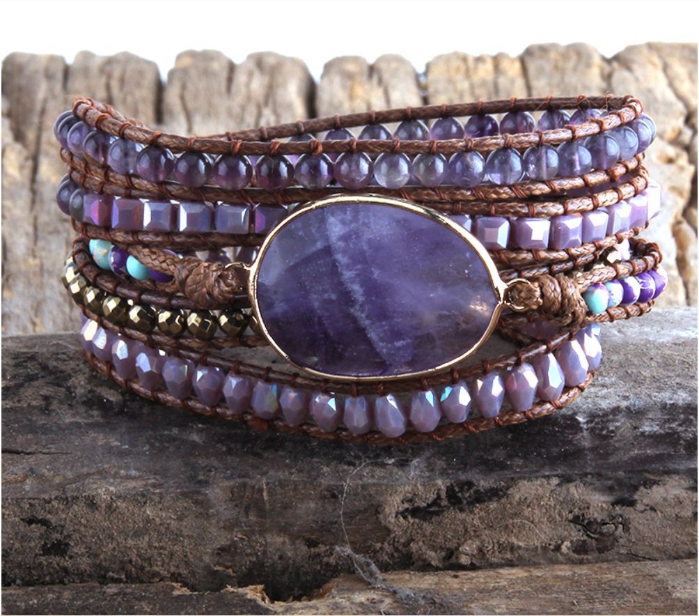 Ethnic Style Natural Stone Beaded Multi-Layer Wrap Bracelet