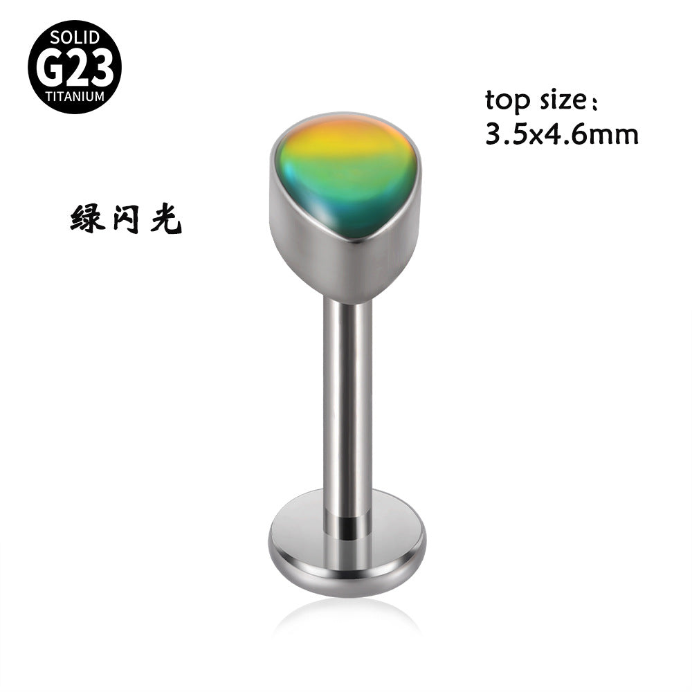 G23 Titanium Opal Resin Water Drop Ear Cartilage & Lip Ring Studs