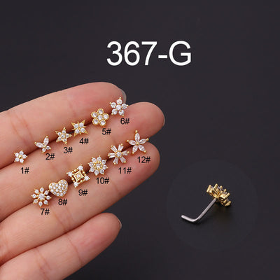 Nose Rings & Studs Fashion Flower 316L Stainless Steel  Copper Plating