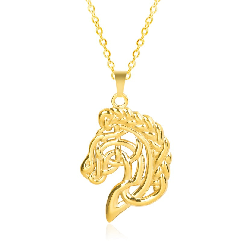 IG Style 18K Gold Plated Stainless Steel Horse Pendant Necklace