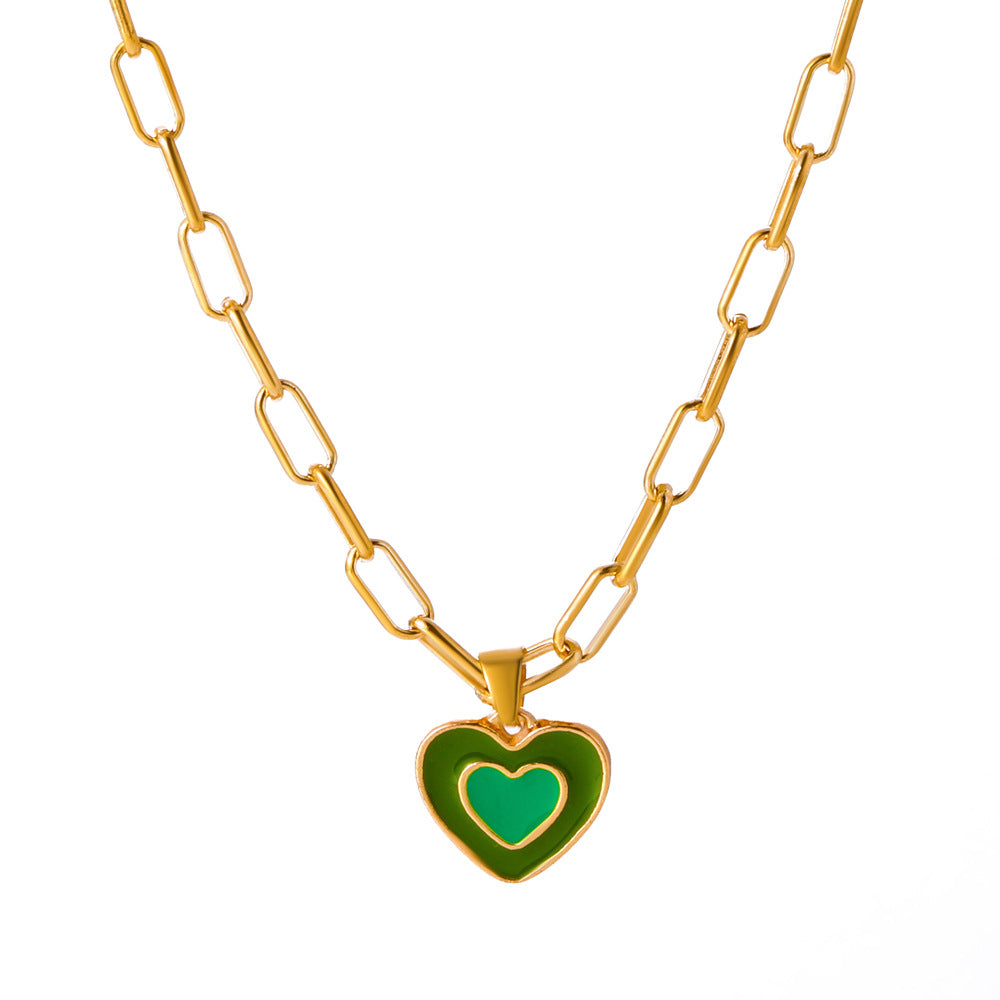 Fashion Double Heart Pendant Necklace - Minimalist Heart Charm Chain