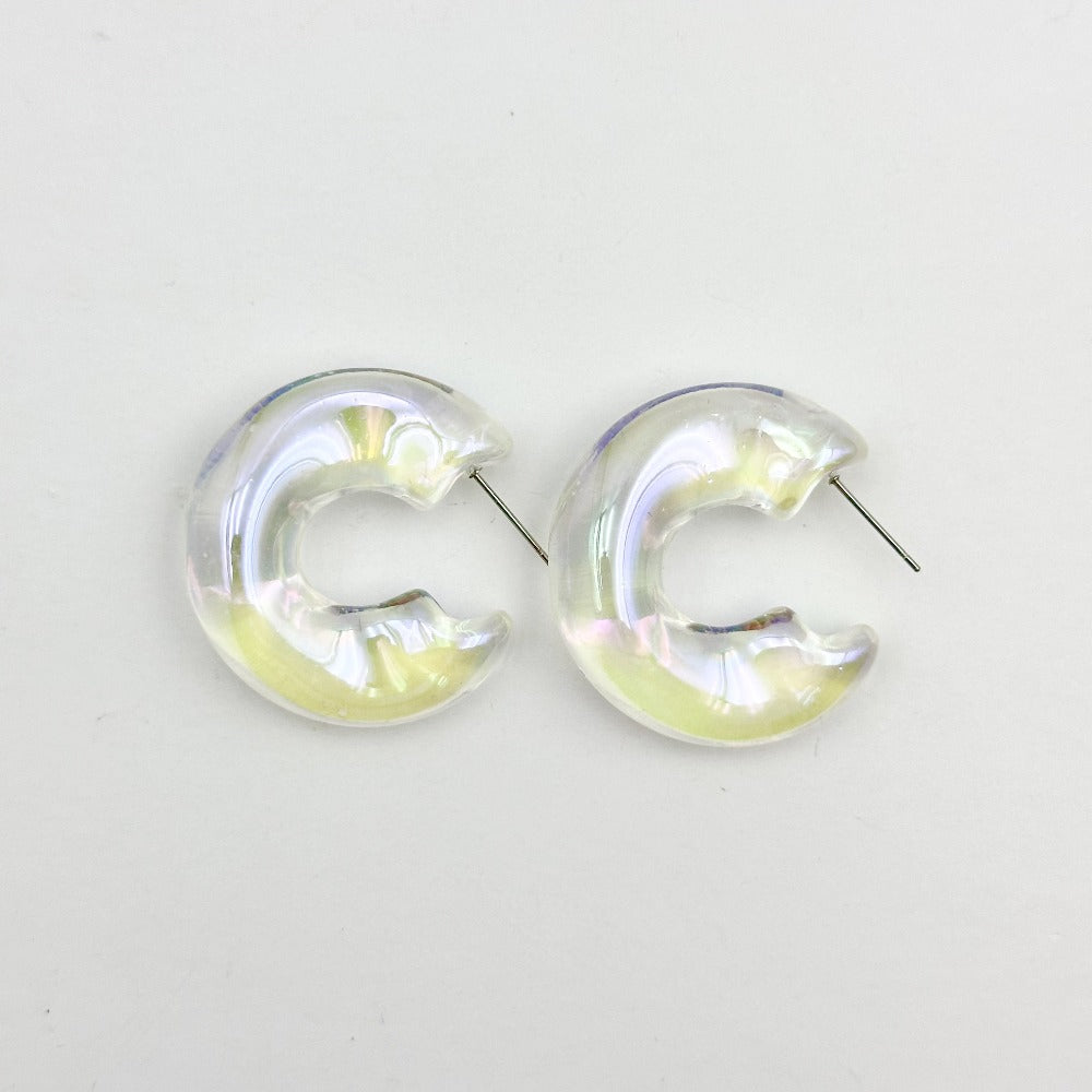 Aurora Candy Color Acrylic C-Shape Earrings for Women