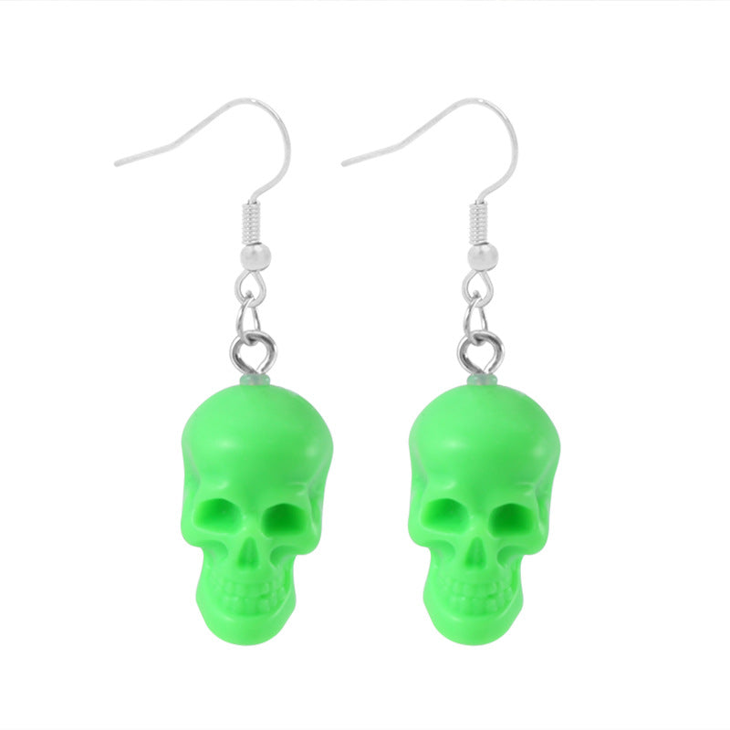 1 Pair Punk Skull Handmade Resin Drop Earrings