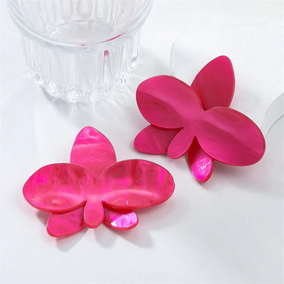 Acrylic Leaf Floral Stud Earrings - Candy Color Statement Jewelry