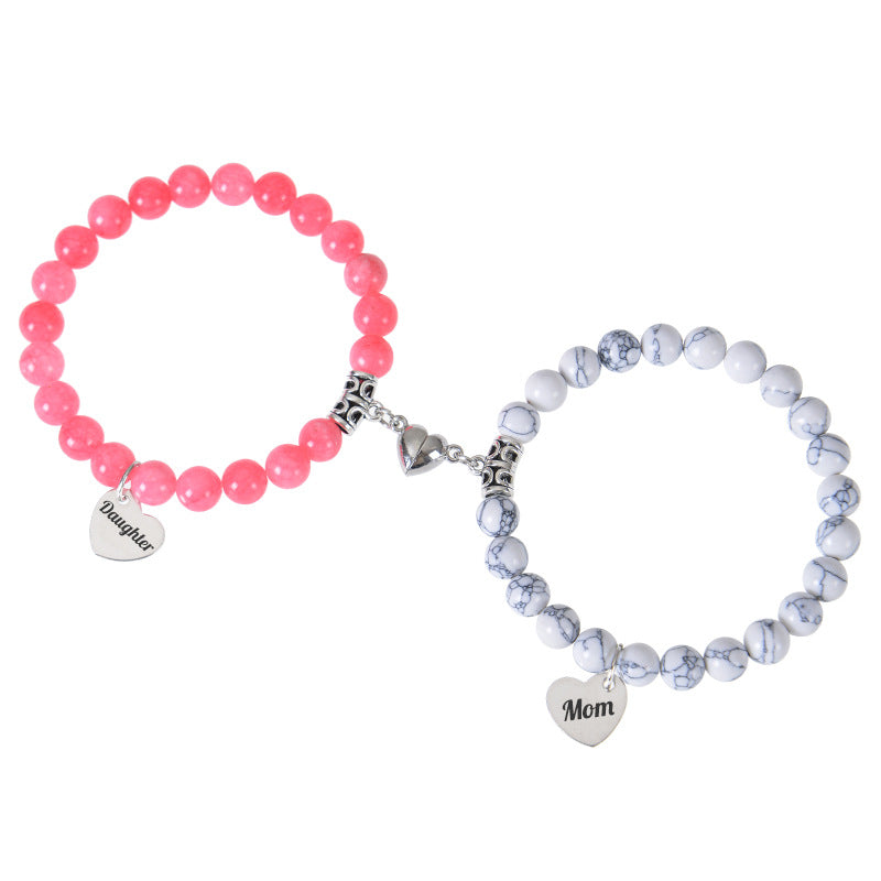 Classic Round Crystal Natural Stone Matching Bracelets Set