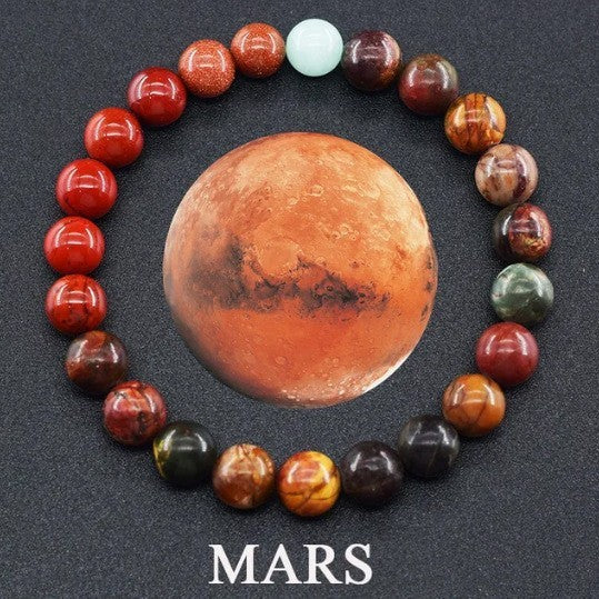 Geometric Natural Stone Planetary Bracelet Set