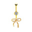 Elegant Bow Knot Belly Ring - 316 Stainless Steel with Rhinestones and Gold Plating