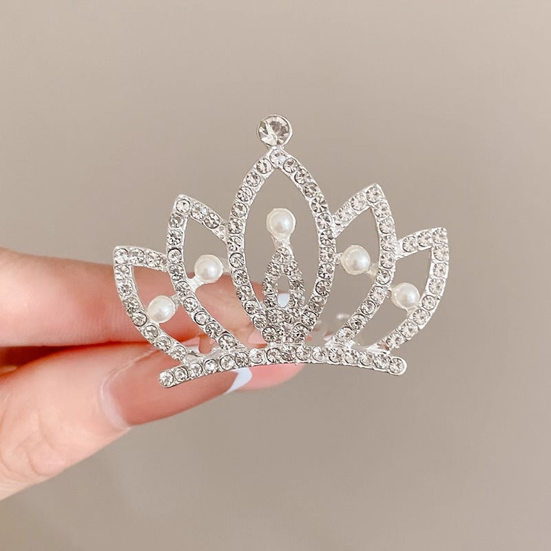 Children's Geometric Pearl Alloy Crown Hair Comb