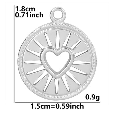 Simple Classic Round 304 Stainless Steel Plated Heart Pendant Necklace