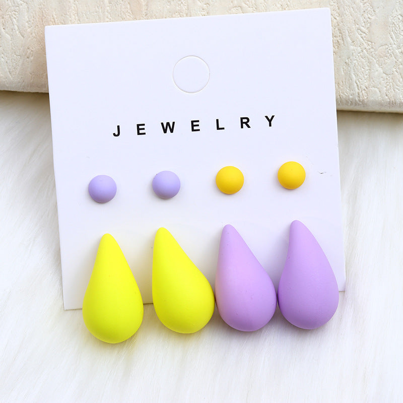 1 Set Cute Water Droplet Acrylic Stud Earrings Set