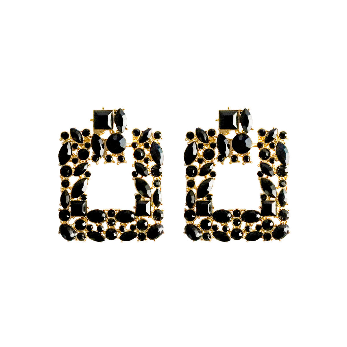 Luxurious Vintage Square Gemstone Rhinestone Alloy Earrings