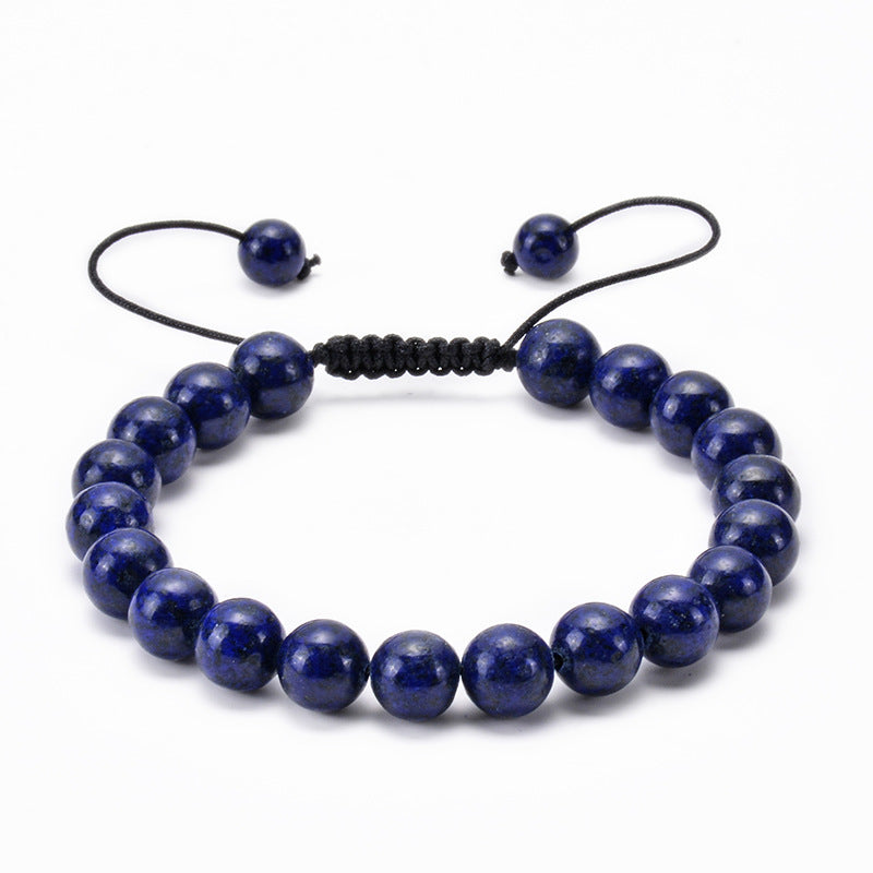 Simple Style Multicolor Agate and Lapis Lazuli Adjustable Beaded Bracelet