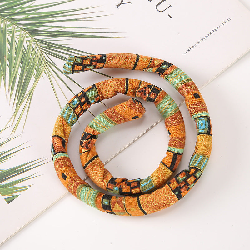 Ethnic Style Color Block Hair Tie Set with Spiral Lock Design