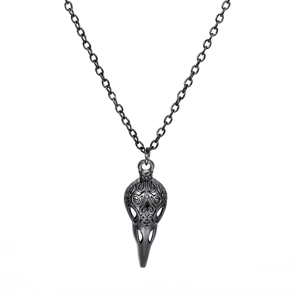 Halloween Crow Skull Pendant Necklace