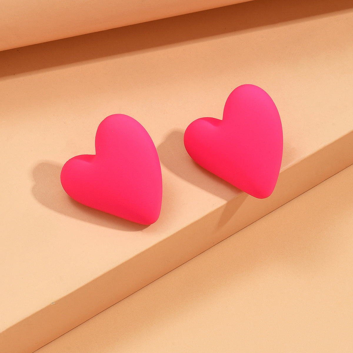 1 Pair Heart Shape Acrylic Stud Earrings - Valentine's Day Collection