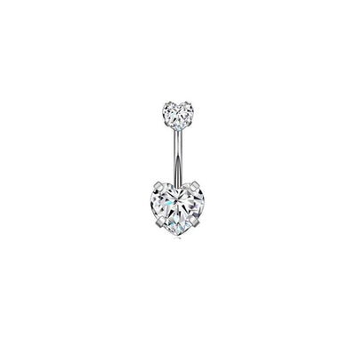 Heart Shape Zircon Inlay 316 Stainless Steel Belly Ring