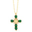 Artistic Cross Zircon Inlay 18K Gold Plated Pendant Necklace