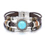 Vintage Turquoise Flower Crystal Leather Multi-Layer Bracelet