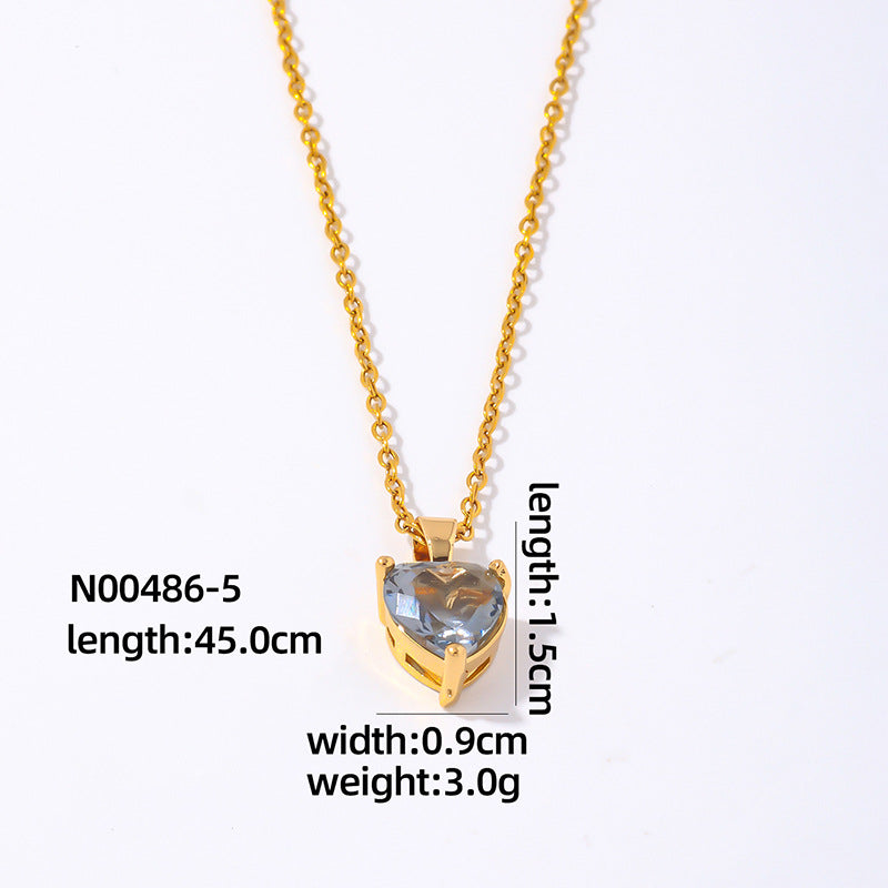 Elegant Heart Shape Gold Plated Zircon Pendant Necklace