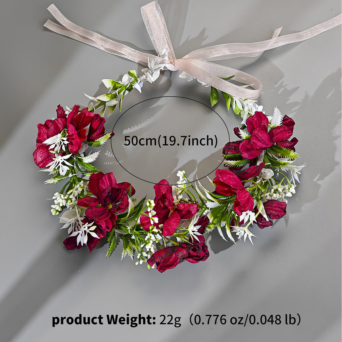 Floral Fabric Hairband Bridal Wedding Photo Shoot Accessory - White