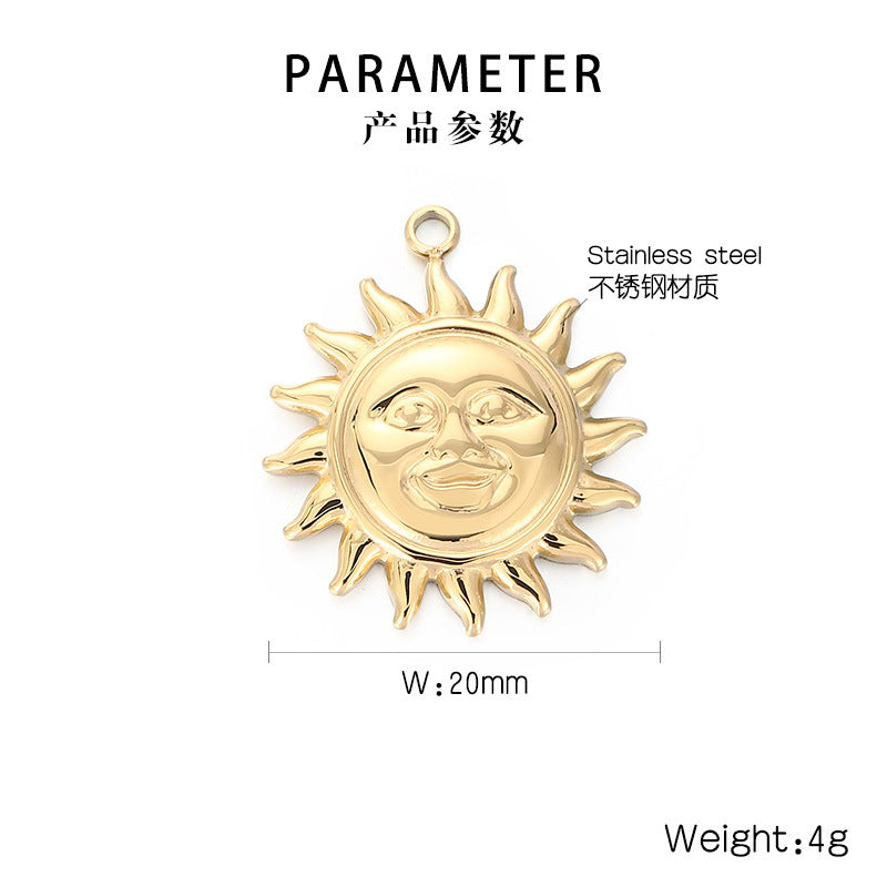 "Stainless Steel Smiley Face Sun Pendant - Personalized Jewelry Accessory"
