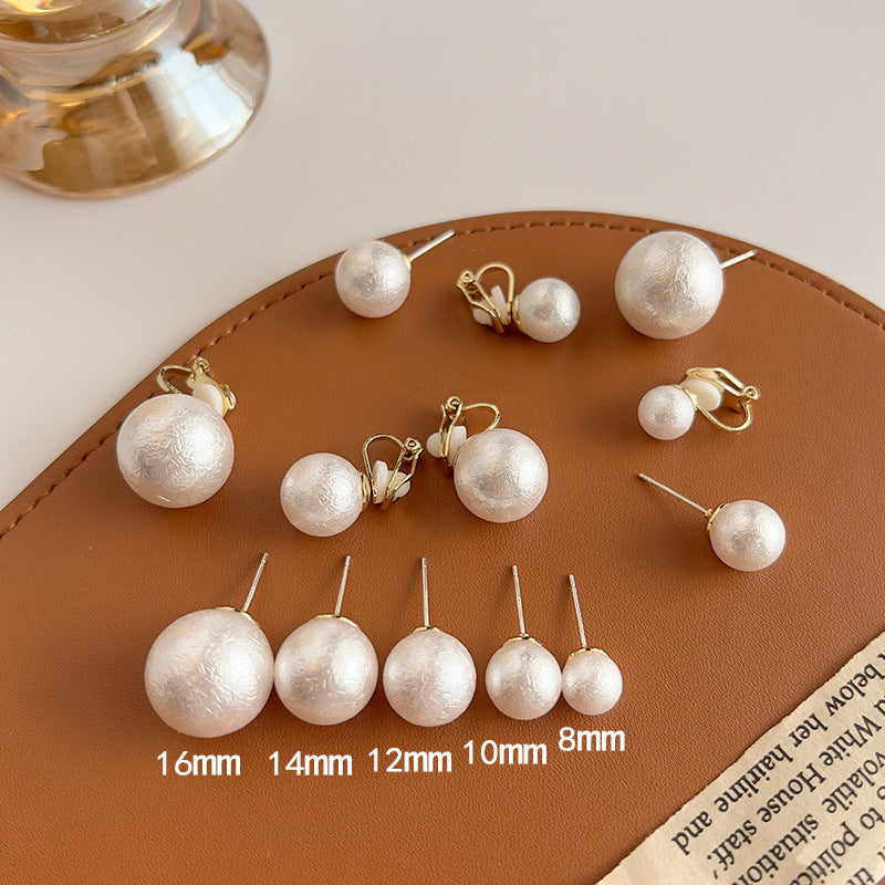 Retro French Style Imitation Pearl Ear Clips for Women