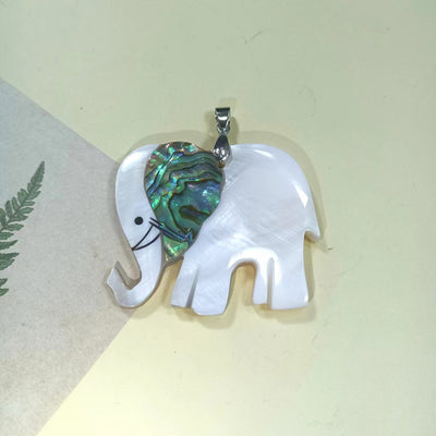 Cartoon Elephant Abalone Shell Pendant Jewelry Accessories