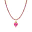 18K Gold Plated Geometric Heart Zircon Pendant Necklace with Colorful Tennis Chain