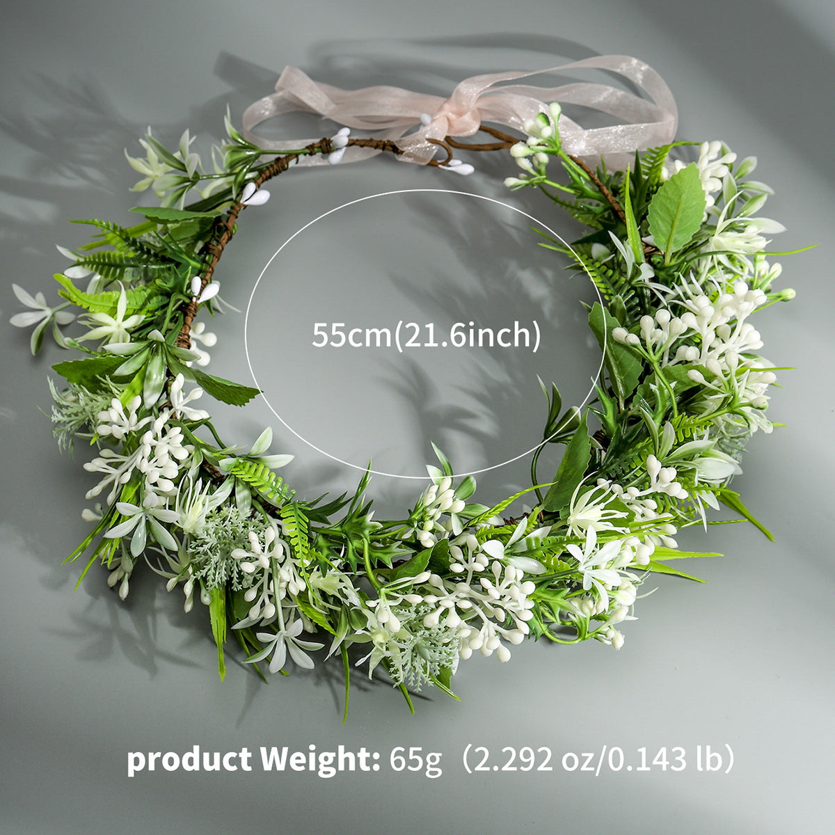 Floral Fabric Hairband Bridal Wedding Photo Shoot Accessory - White