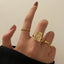 Diamond Butterfly Retro Pentagram Gold Plated Ring Set - 5 Pieces, Multiple Designs