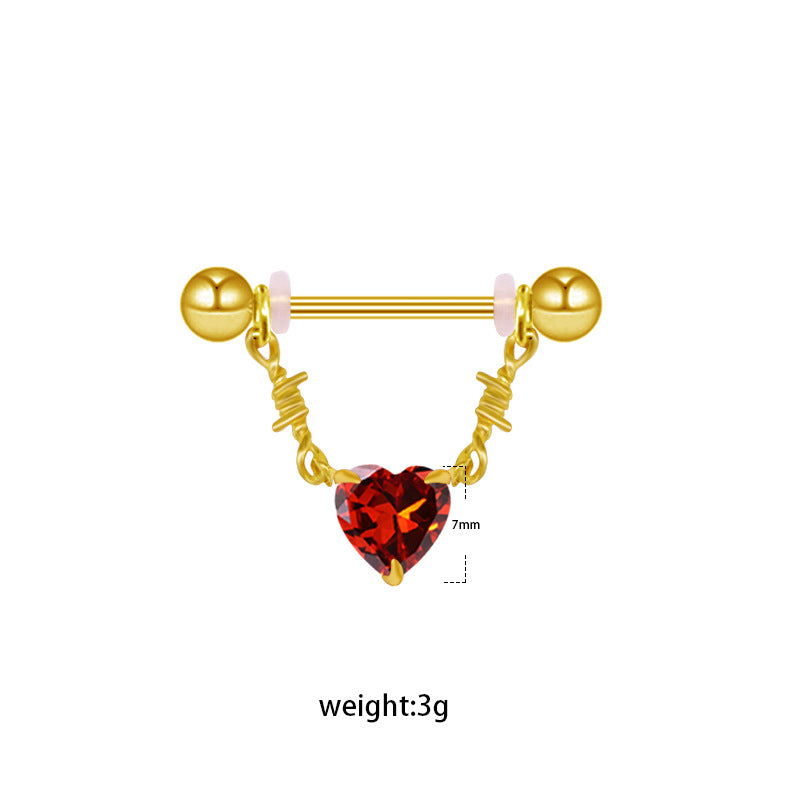 Sweet Plant Heart Shape Wings Stainless Steel Alloy White Gold Plated Gold Plated Zircon Body Chain In Bulk