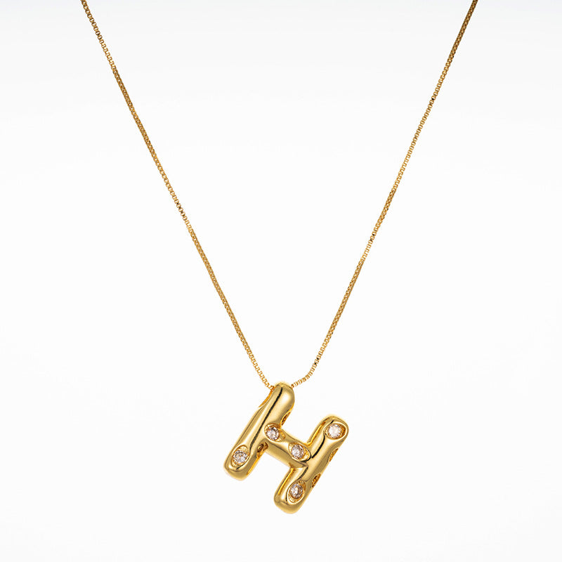 Elegant Gold Plated Zircon Letter Pendant Necklace - Minimalist Design