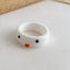 European American Cartoon Frog Resin Ring Set - Cute Creative Design for Women