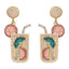 1 Pair Geometric Alloy Drop Earrings with Beaded Cocktail Glass Design