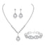 Fashion Geometric Rhinestone Jewelry Set - Necklace, Earrings, and Bracelet