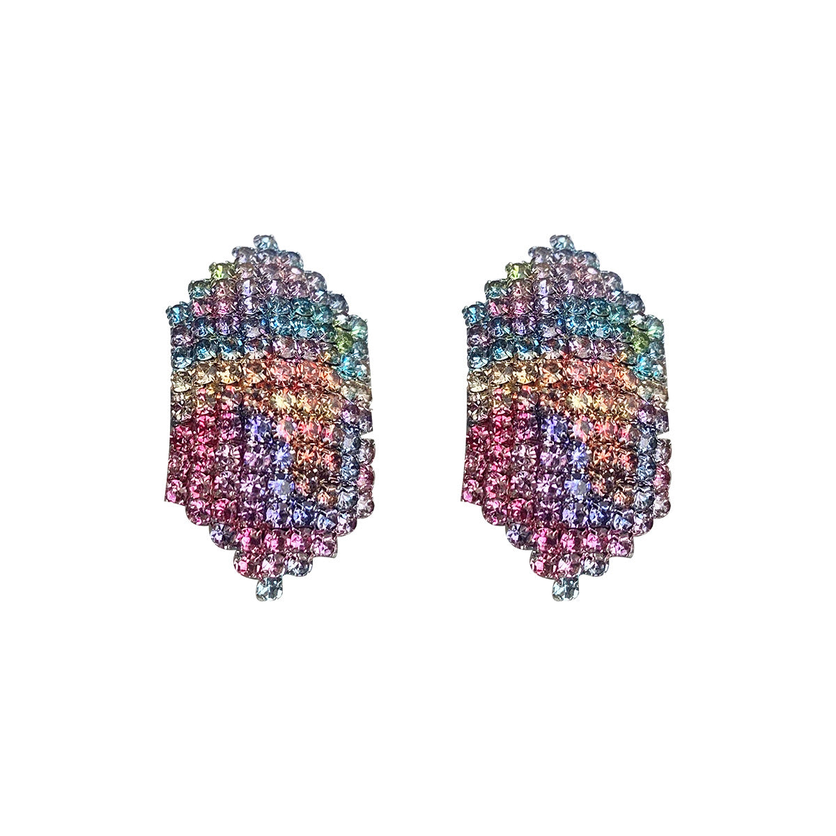 Fashion Colorful Gradient Rhinestone Earrings