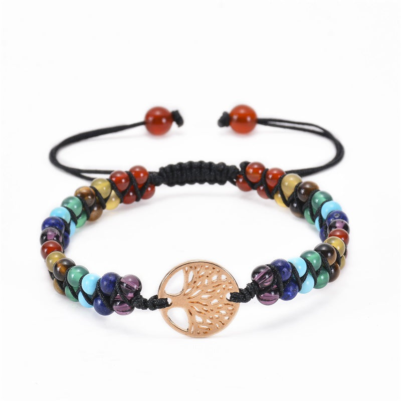 Casual Natural Stone Double Layer Tree of Life Yoga Bracelets