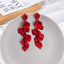 Sweet Red Rose Petal Tassel Earrings - Retro Long Acrylic Bridal Jewelry