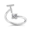 Fashion Adjustable Silver Zircon Letter Ring