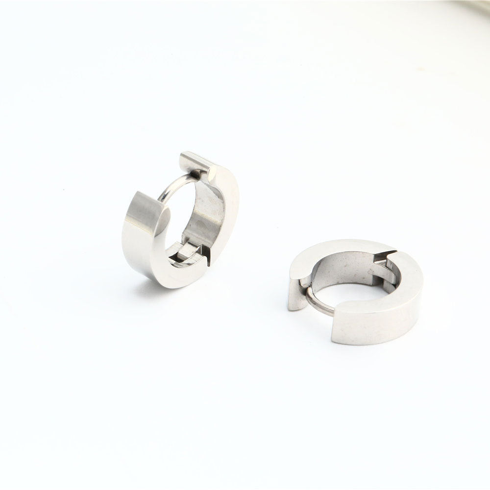 Fashion Geometric Titanium Steel Plated Hoop Earrings for Men and Women