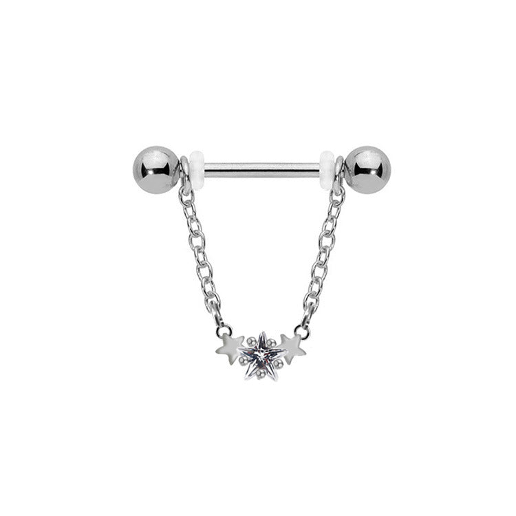 1 Piece Nipple Rings & Studs IG Style Shiny Heart Shape Flower 316 Stainless Steel  Alloy Titanium Steel Epoxy Chain Inlay Resin Rhinestones Glass White Gold Plated Gold Plated