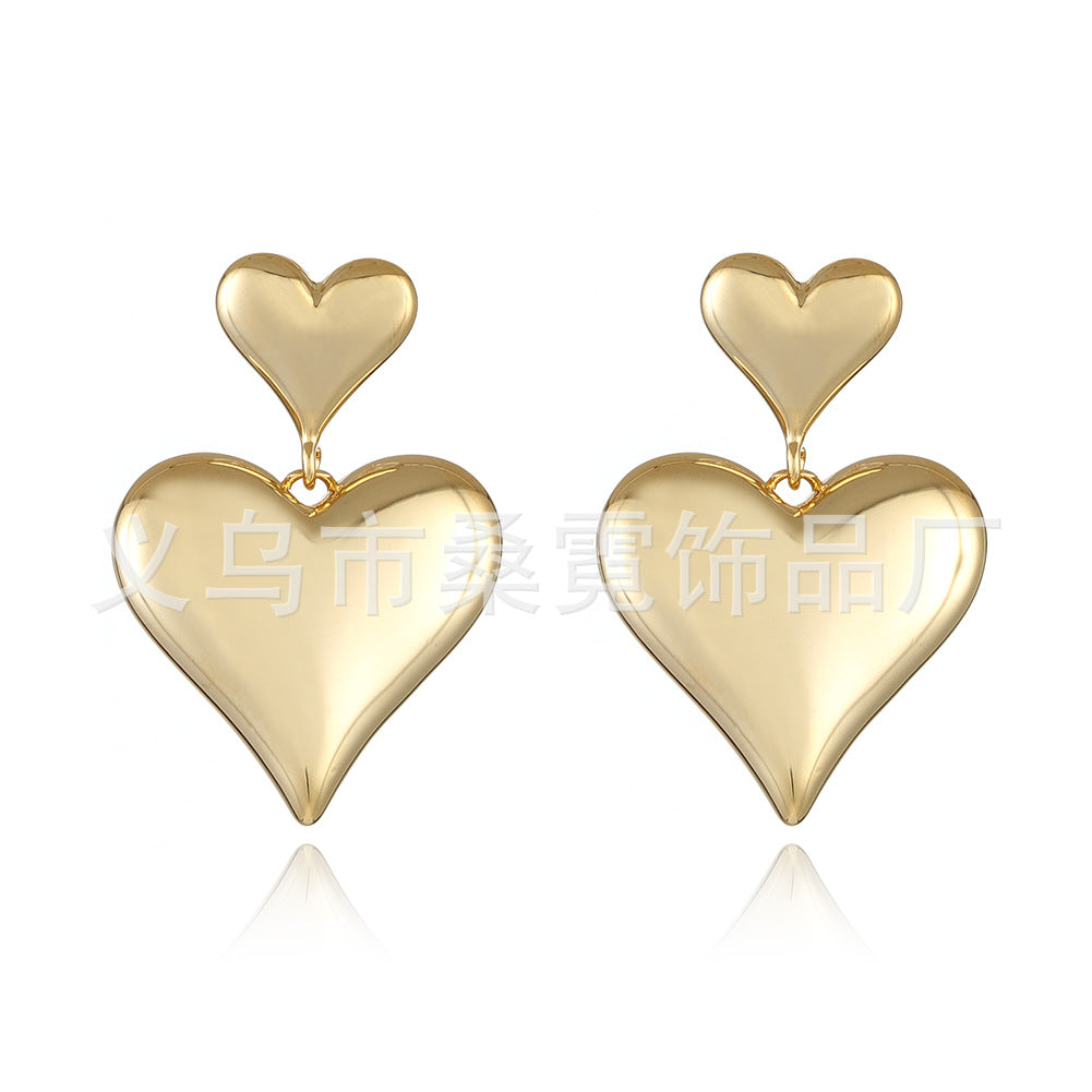 1 Pair Minimalist Heart Shape Plated Copper Drop Earrings